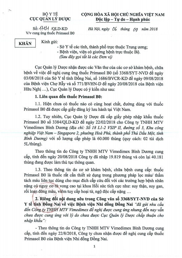 Nhiều bệnh viện kêu thiếu thuốc điều trị trong lọc máu cấp cứu - 1 Nhiều bệnh viện kêu thiếu thuốc điều trị trong lọc máu cấp cứu - 1