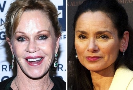 Càng về già, gương mặt bóng bẩy, giả tạo do phẫu thuật thẩm mỹ của Melanie Griffith càng khiến cho nữ diễn viên trở nên kém sắc so với những người đồng nghiệp cùng tuổi như Gladys Portugues