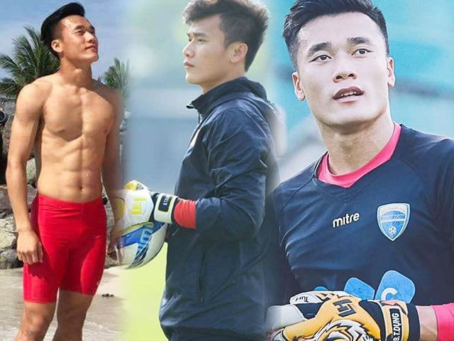 Thiều Bảo Trang hứa "gả" Vũ Thảo My cho thủ môn Bùi Tiến Dũng - 2
Khuôn mặt điển trai, thân hình vạm vỡ và đôi bàn tay vàng của Bùi Tiến Dũng khiến nhiều chị em liêu xiêu.