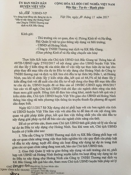 Bắc Giang: Yêu cầu doanh nghiệp nộp hơn 20 tỷ khắc phục sai phạm dự án chợ Hoàng Ninh - 1