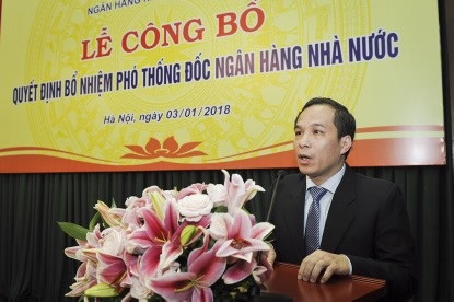 Ông Đoàn Thái Sơn được bổ nhiệm làm Phó Thống đốc Ngân hàng Nhà nước - 2
Tân Phó Thống đốc NHNN Đoàn Thái Sơn phát biểu tại buổi lễ