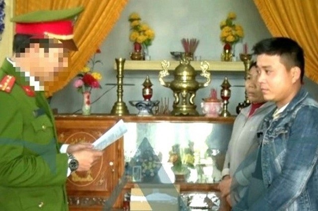 Đối tượng Cường bị bắt giữ. (Ảnh CAQB)