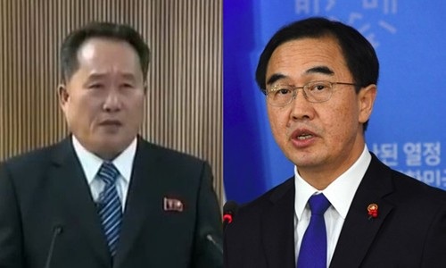 Những người “gánh” sứ mệnh thống nhất hai miền Triều Tiên - 3 Ông Ri Son-gwon, chủ tịch Ủy ban Tái thống nhất Hòa bình liên Triều (trái), và Bộ trưởng Thống nhất Hàn Quốc Cho Myoung-gyon (Ảnh: AFP)