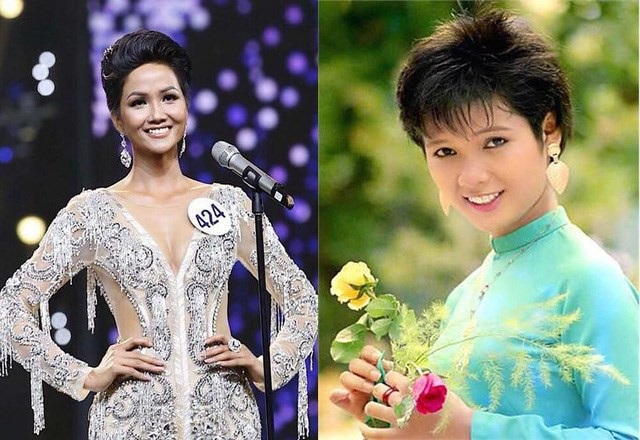 H'Hen Niê hết được so sánh với Halle Berry, Mai Thu Huyền đến Hoa hậu Kiều Khanh - 2 Ở phần bình luận, búp bê Thanh Thảo cũng đồng tình với quan điểm của Đàm Vĩnh Hưng. Dòng chia sẻ của Đàm Vĩnh Hưng khiến công chúng ngỡ ngàng vì sự trùng hợp nhan sắc của hai người đẹp. Như vậy, HHen Niê không phải là hoa hậu đầu tiên có mái tóc tém, làn da nâu trong lịch sử các cuộc thi hoa hậu ở Việt Nam. Năm 1989, Hoa hậu Áo dài Kiều Khanh (trái) đăng quang cuộc thi do báo Phụ nữ TP. HCM tổ chức cũng sở hữu mái tóc ngắn cá tính.