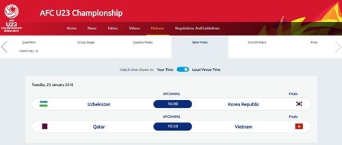 Ban tổ chức khiến CĐV hoang mang về lịch đá bán kết của U23 Việt Nam - 1 Ban tổ chức đăng nhầm lịch thi đấu của U23 Việt Nam