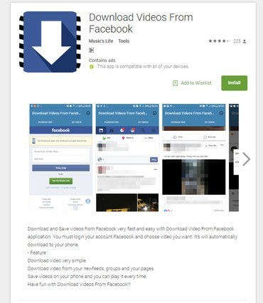Phát hiện mã độc lấy cắp tài khoản Facebook nghi có nguồn gốc từ Việt Nam - 1 Một trong các ứng dụng có chứa mã độc được chia sẻ trên kho ứng dụng Google Play với hơn 100.000 lượt tải