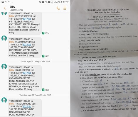 Những cú lừa tình - tiền của “dị nhân” có một mắt màu xanh - 3 Đồng Phạm Nguyên sử dụng kỹ thuật photoshop làm giả tin nhắn có tài khoản trên 100 tỷ và các giấy tờ giả mạo là Abbey Nguyen - Phó tổng giám đốc ngân hàng.