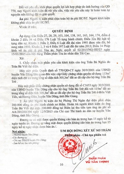 Ủy ban huyện thua kiện "trắng bụng" một người dân: Thua là phải! - 3
TAND huyện Yên Dũng xử người dân thắng kiện UBND huyện Yên Dũng.