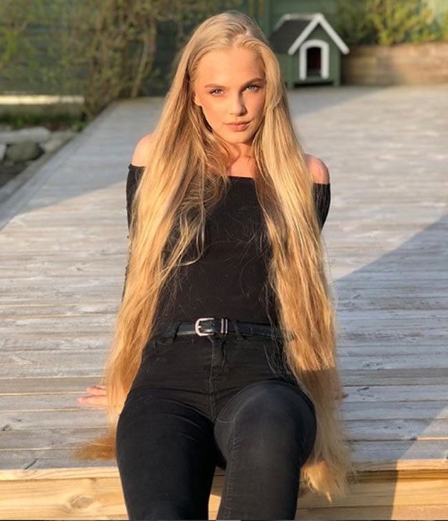 Blonde long hair skinny curvy