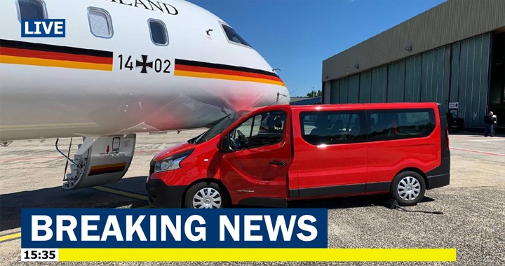 Chuyên cơ của Thủ tướng Đức Merkel va chạm với xe ô tô tại sân bay