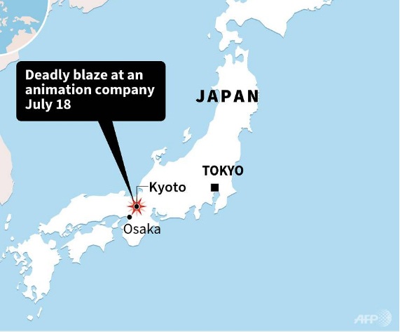Cháy xưởng phim hoạt hình nổi tiếng tại Nhật Bản, ít nhất 24 người chết