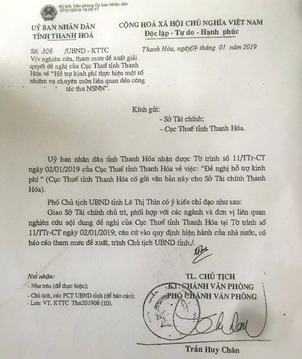 Chủ tịch Thanh Hóa lên tiếng về việc Cục Thuế xin 700 triệu đồng - Ảnh 2. Chủ tịch Thanh Hóa lên tiếng về việc Cục Thuế xin 700 triệu đồng - Ảnh 2.