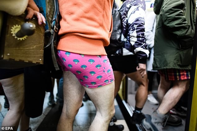 Commuters strip off to their pants for the annual No Trousers On