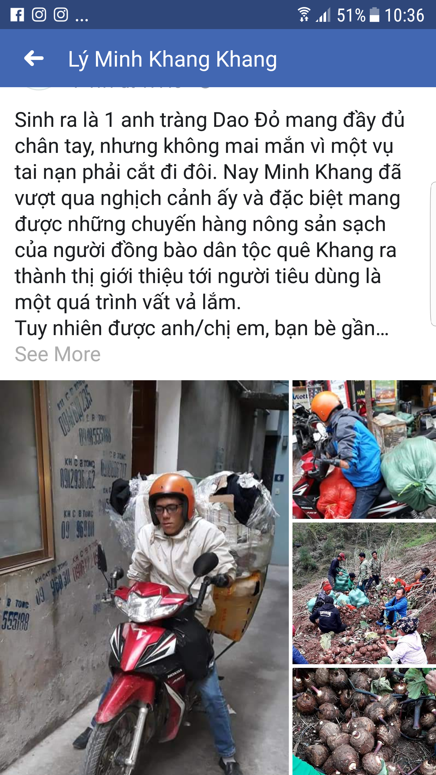 Chàng trai không tay làm shipper “giải cứu” hàng tấn khoai môn của dân bản - Ảnh 2. Chàng trai không tay làm shipper “giải cứu” hàng tấn khoai môn của dân bản - Ảnh 2.