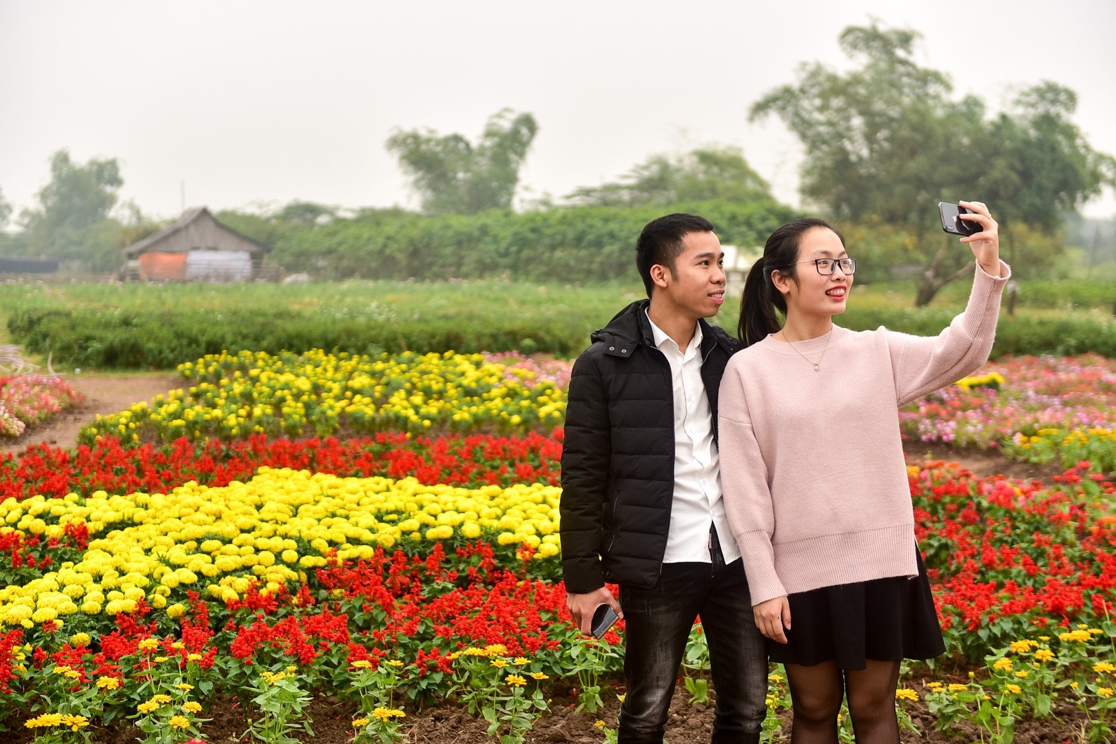 Vườn hoa hình cúp vô địch khổng lồ cổ vũ đội tuyển Việt Nam - Ảnh 10. Vườn hoa hình cúp vô địch khổng lồ cổ vũ đội tuyển Việt Nam - Ảnh 10.