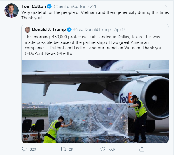 Nghị sĩ Mỹ cảm ơn Việt Nam vì hỗ trợ chuyển giao 450.000 bộ đồ bảo hộ y tế