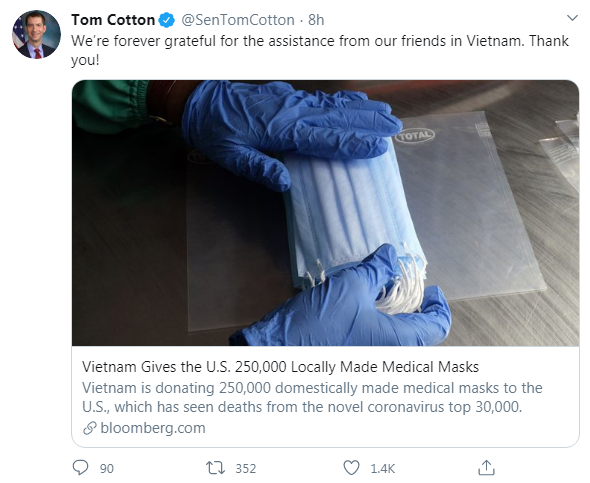 Nghị sĩ Mỹ: “Biết ơn sự giúp đỡ từ những người bạn tại Việt Nam”