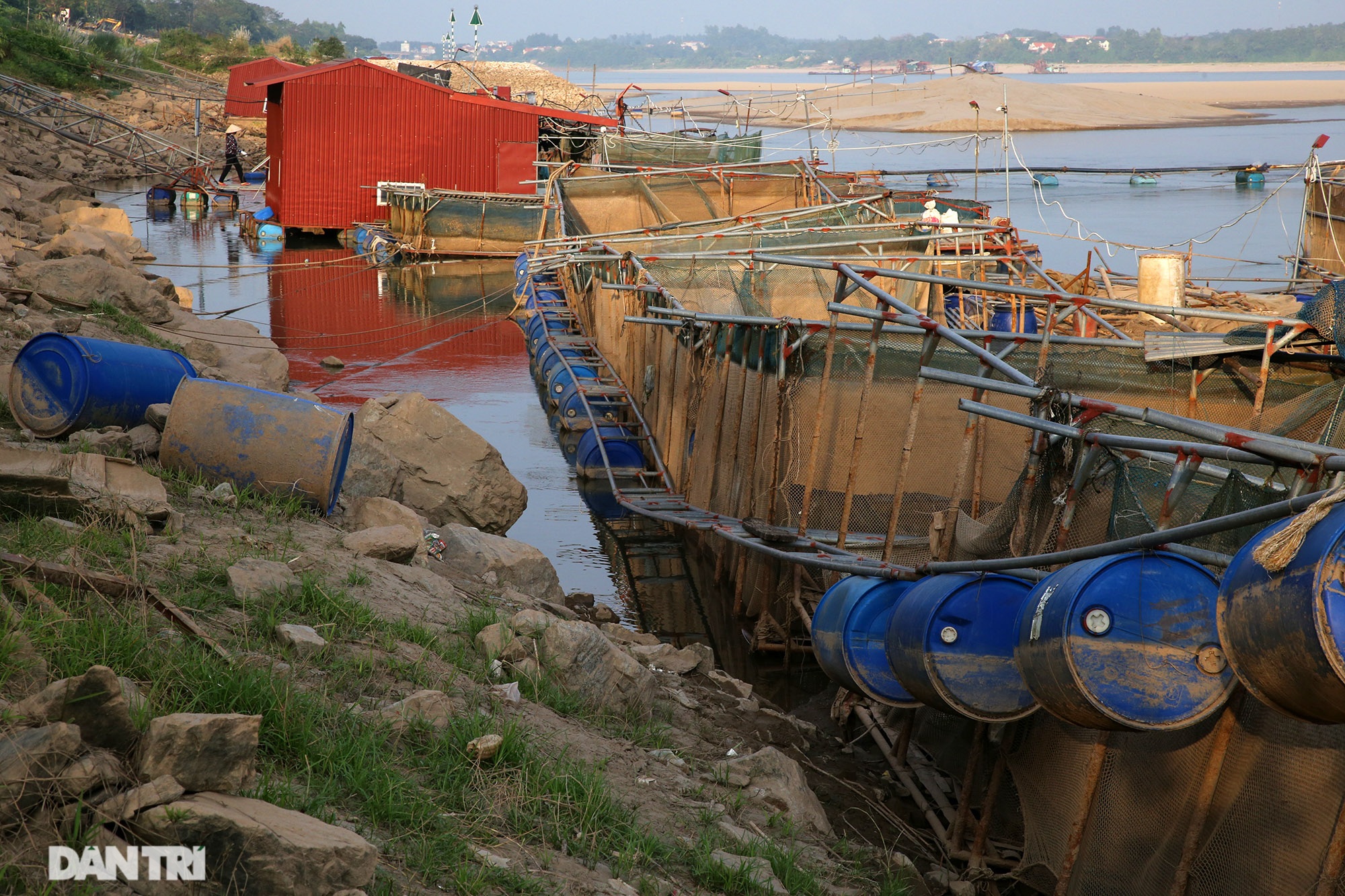 Sông Đà cạn trơ đáy, nông dân hối hả bơm cát cứu cá - 6