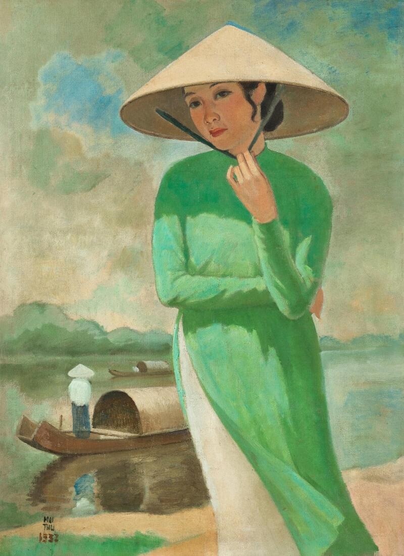 Hai người phụ nữ mặc áo dài xanh đắt giá nhất của hội họa Việt Nam - 6
