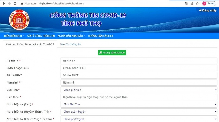Phú Thọ vận hành ứng dụng quản lý F0 - 1 Phú Thọ vận hành ứng dụng quản lý F0 - 1