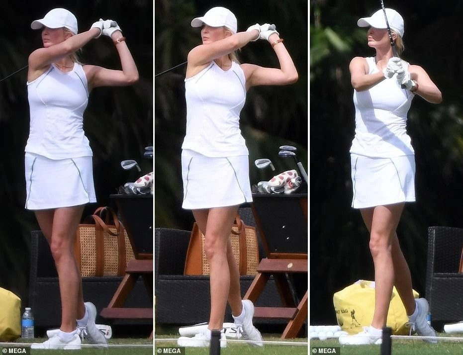 Phong thái sáng bừng sân golf của Ivanka Trump và Barron Trump - 1