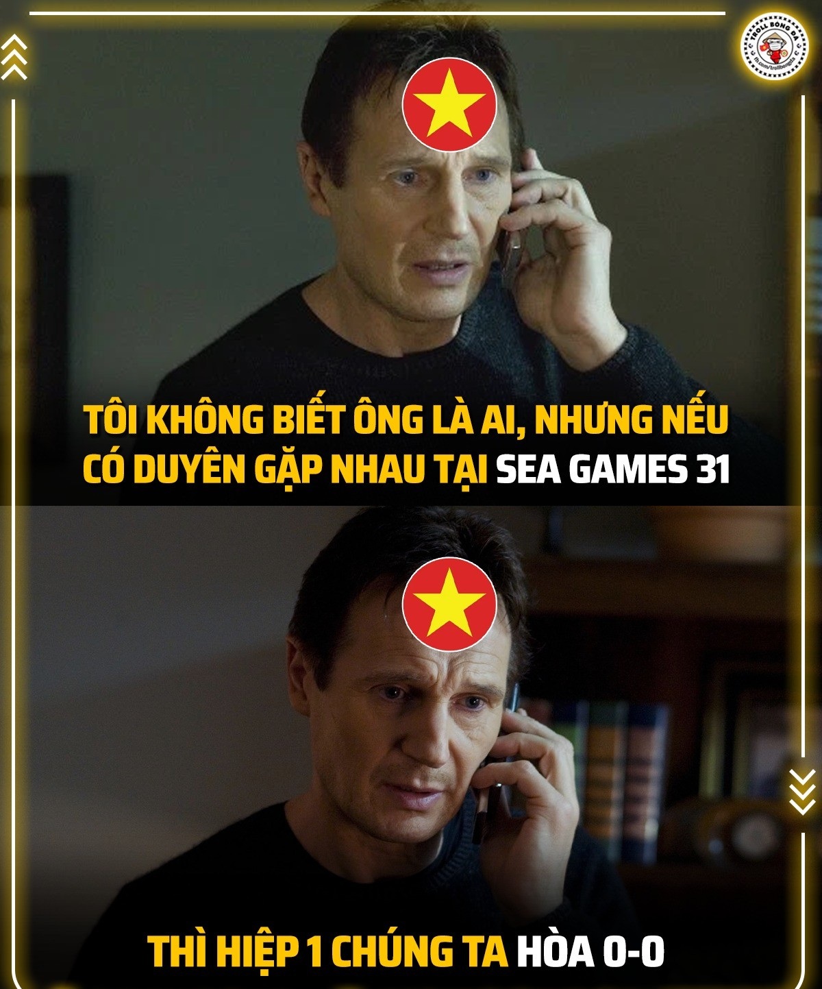 Tất cả các trận đấu của U23 Việt Nam tại SEA Games 31 đều có hiệp một kết thúc với tỷ số hòa 0-0 (Ảnh: Troll bóng đá).