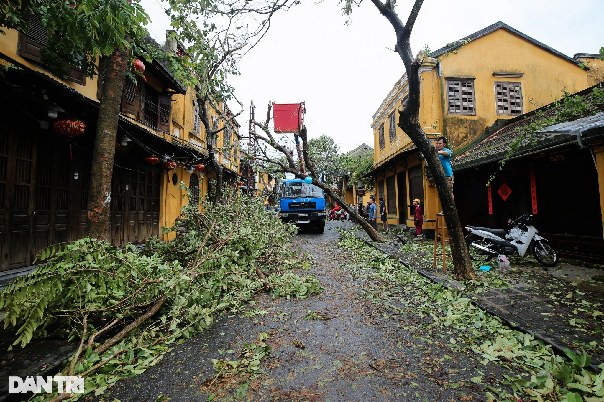 Người dân chung tay cùng dọn dẹp phố cổ Hội An, khắc phục hậu quả do bão - 1