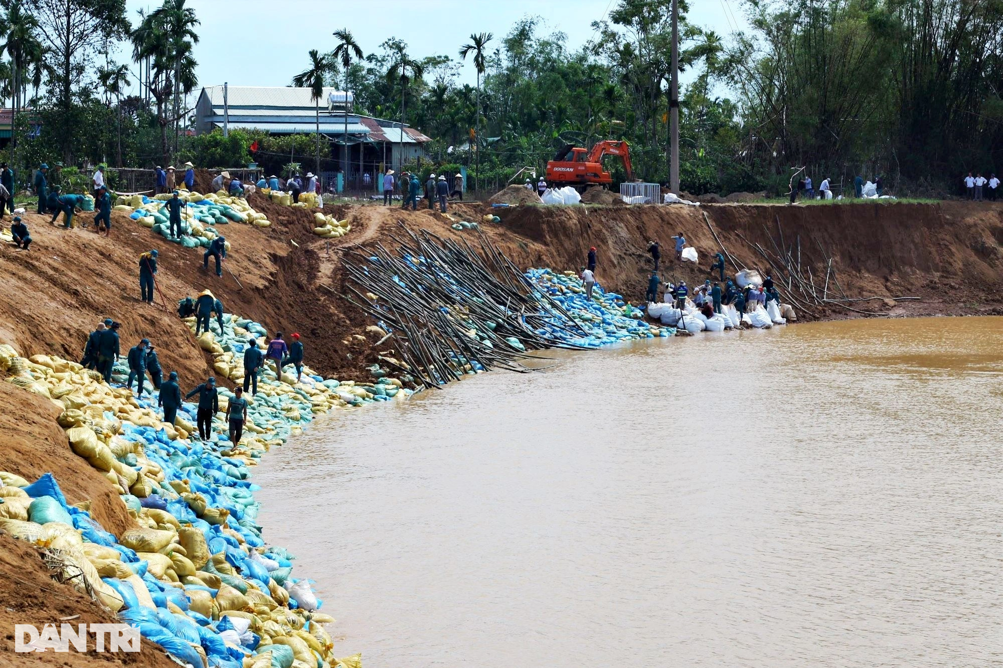 Hàng trăm người kè khẩn cấp bờ sông vùng rốn lũ Quảng Nam - 3