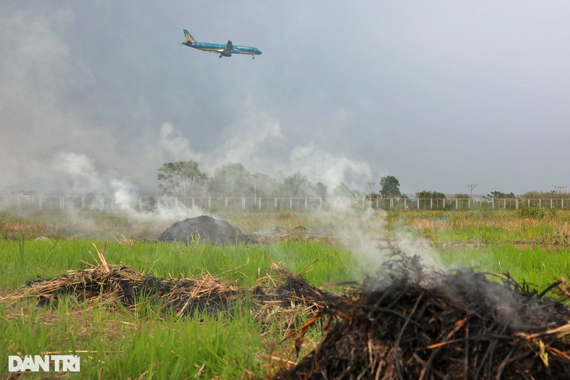 Khói đốt rơm rạ mù mịt khu vực máy bay hạ cánh sân bay Nội Bài - 11
