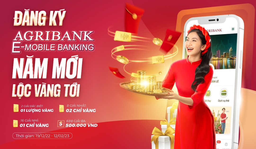 Mở tài khoản Agribank E-Mobile Banking miễn phí, nhận lì xì Tết tới một lượng vàng - 1