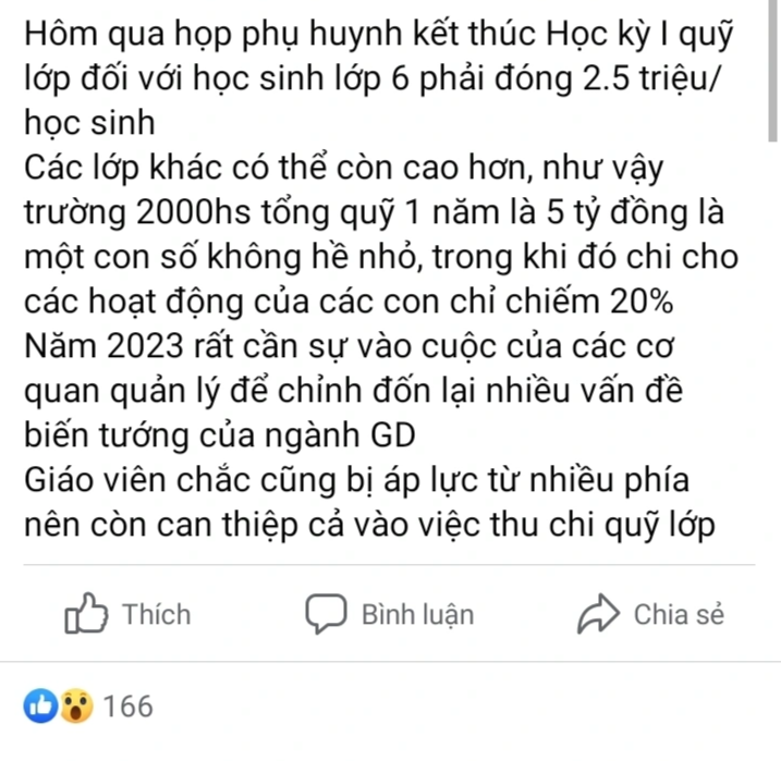 Phụ huynh đóng tiền triệu mà quỹ lớp vẫn âm, không công khai chi tiêu - 1