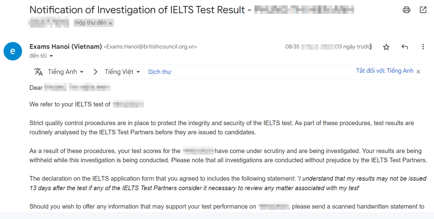 Bị giữ chứng chỉ IELTS để kiểm tra, học sinh sợ không kịp xét tuyển đại học - 2