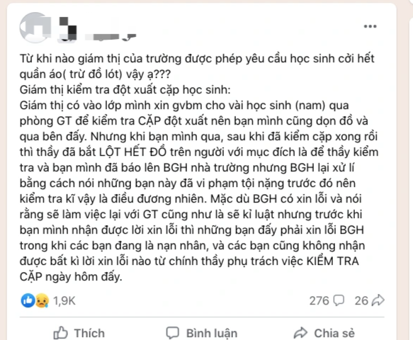 Giám thị cho lột quần áo nam sinh, lãnh đạo nhà trường nói: Tôi rất sốc! - 1