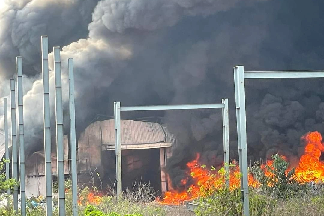 Cháy lớn tại xưởng chế biến mùn cưa, ván ép ở Đồng Nai - 1