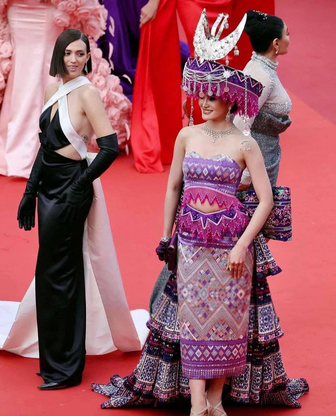 Hoa hậu Lào rạng rỡ diện váy đậm chất dân tộc trên thảm đỏ Cannes - 5