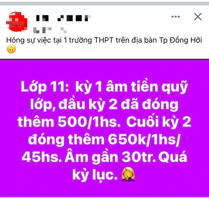 Quảng Bình chấn chỉnh việc thu chi cuối năm học sau vụ quỹ lớp bị âm - 1