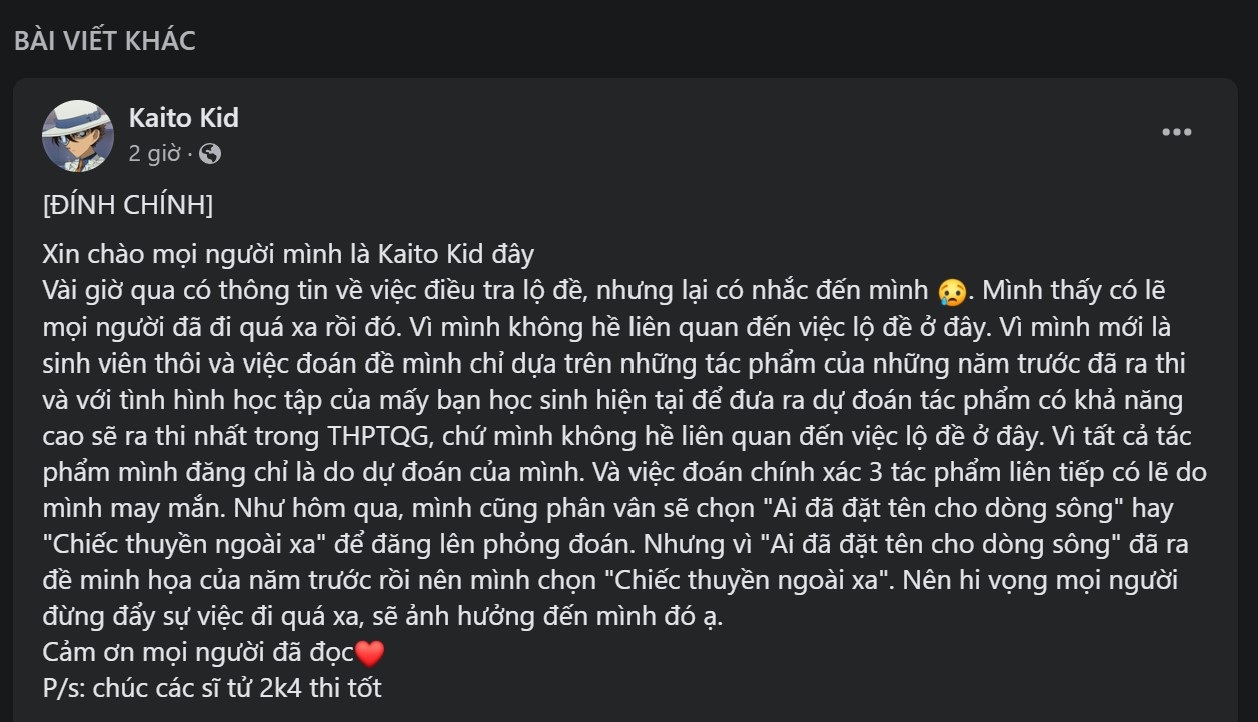 Kaito Kid trở lại, mập mờ chuyện đoán đề thi văn tốt nghiệp THPT 2023 - 3