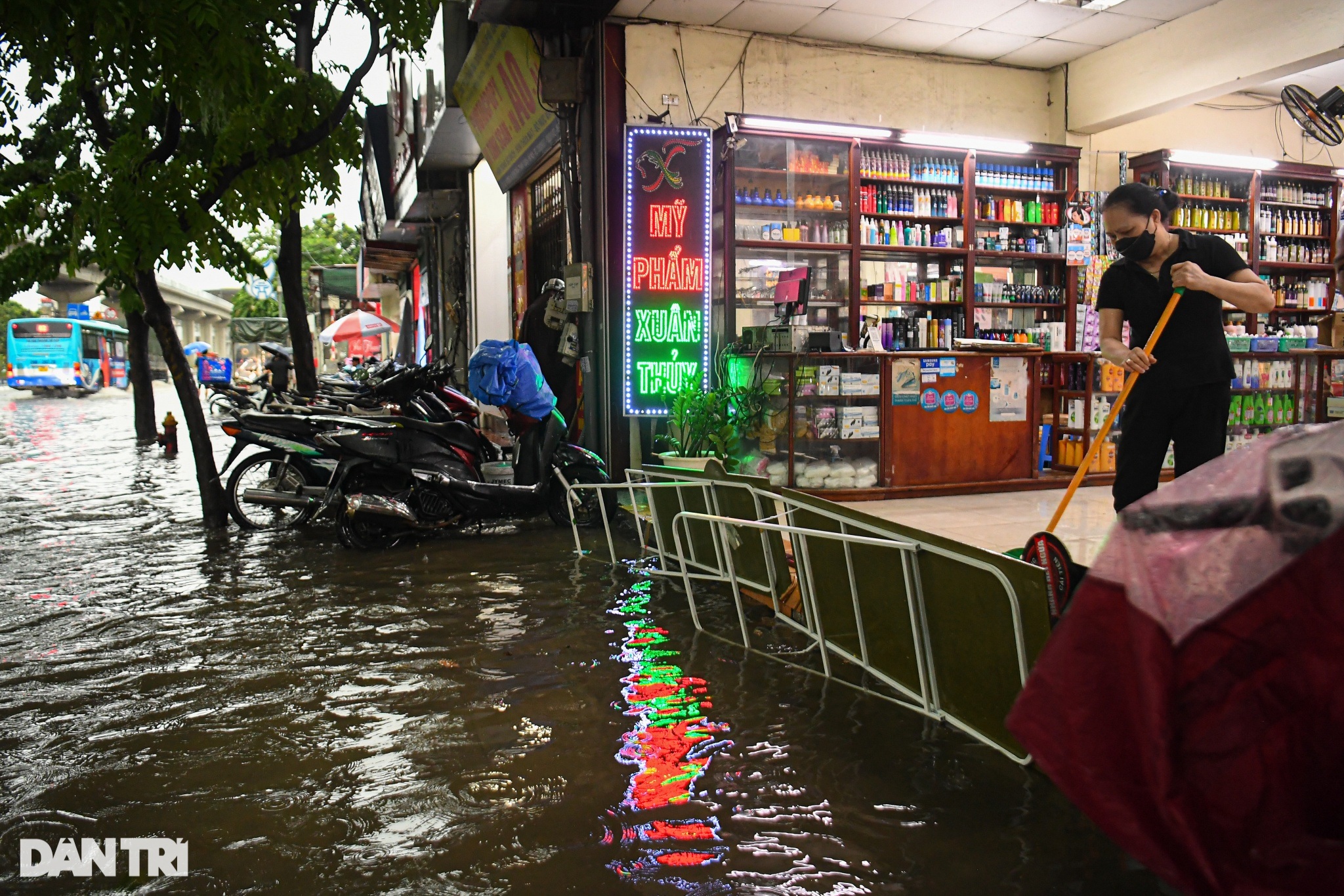 Hà Nội: Cây đổ, mưa ngập nhiều tuyến đường, người dân bì bõm tìm lối đi - 12
