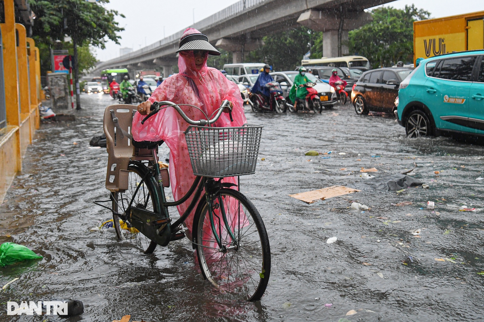 Hà Nội: Cây đổ, mưa ngập nhiều tuyến đường, người dân bì bõm tìm lối đi - 6
