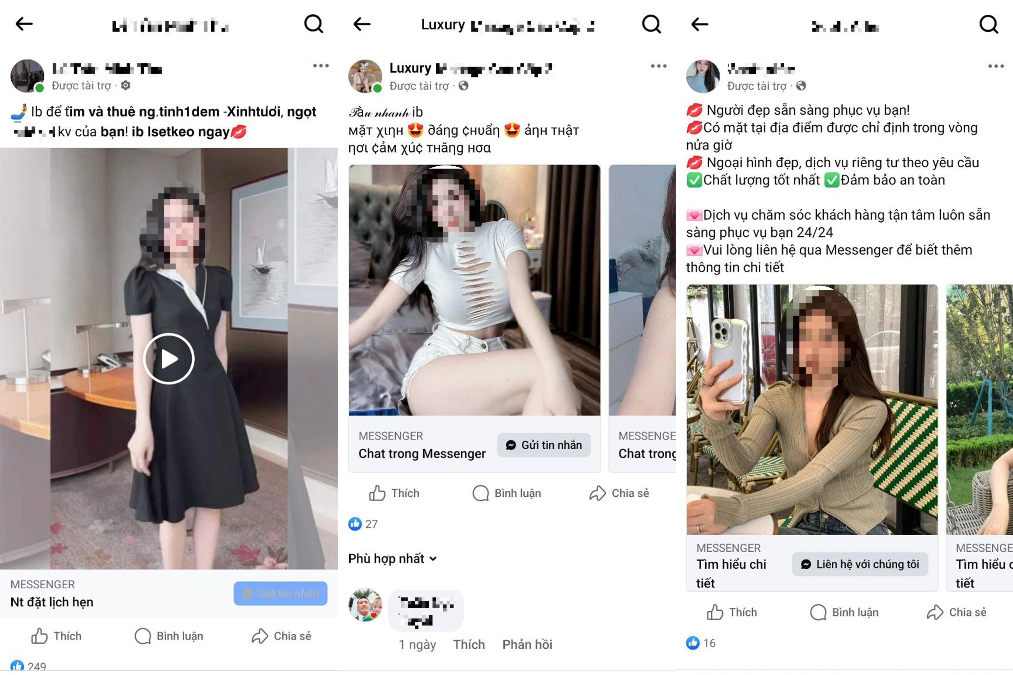 Tràn lan quảng cáo bán dâm, tình một đêm trên Facebook