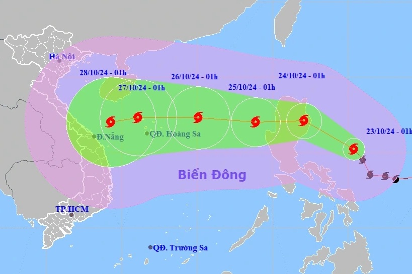 Bão Trà Mi tăng lên cấp 9, cường độ tiếp tục mạnh thêm