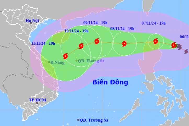 Bão Yinxing cấp 14, giật cấp 17 di chuyển thế nào?