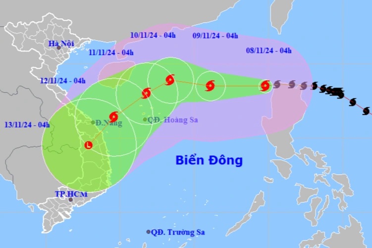 Bão Yinxing mạnh cấp 14, giật cấp 17 đi vào Biển Đông và tiếp tục đổi hướng