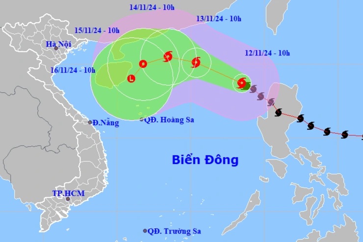 Bão Toraji sẽ suy yếu trên biển, các tỉnh miền Trung mưa lớn