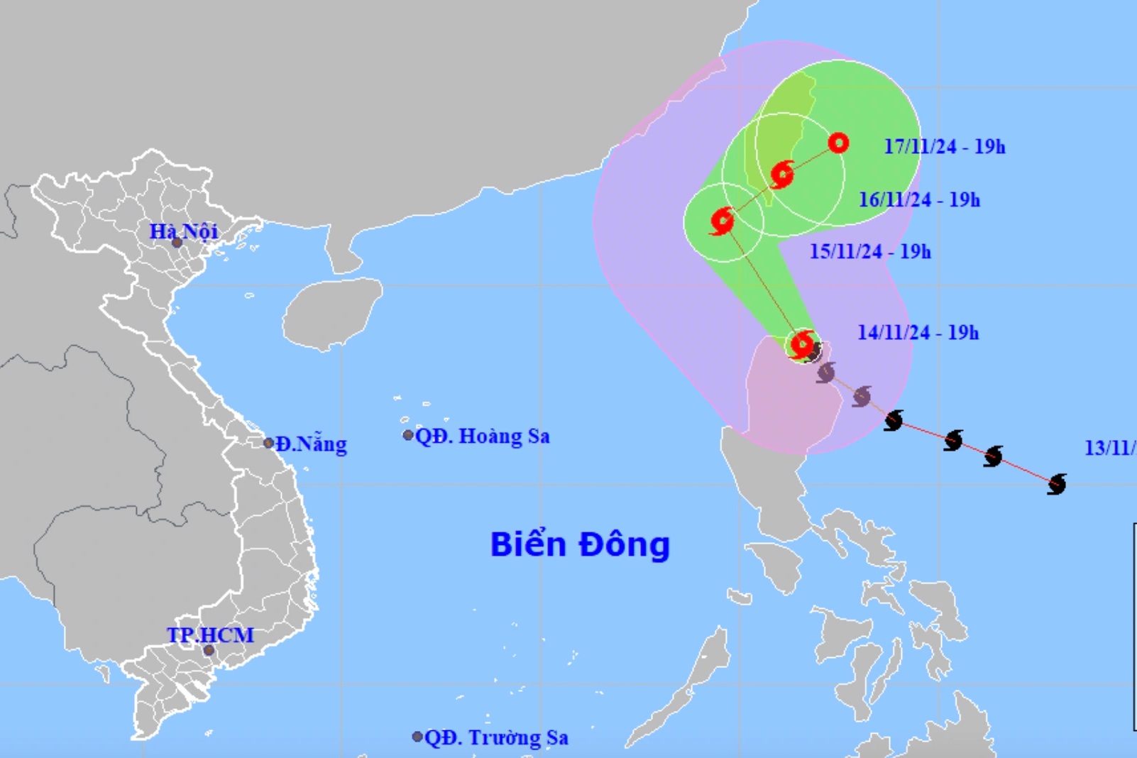 Bão Usagi giật cấp 16 vào Biển Đông rồi đột ngột đổi hướng