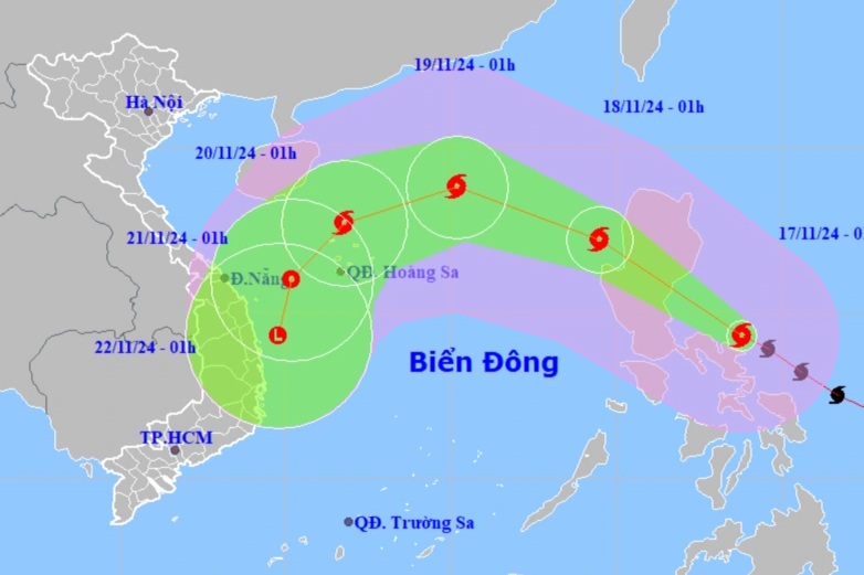 Siêu bão Man-yi giật trên cấp 17, nhiều tỉnh miền Trung sẽ bị ảnh hưởng