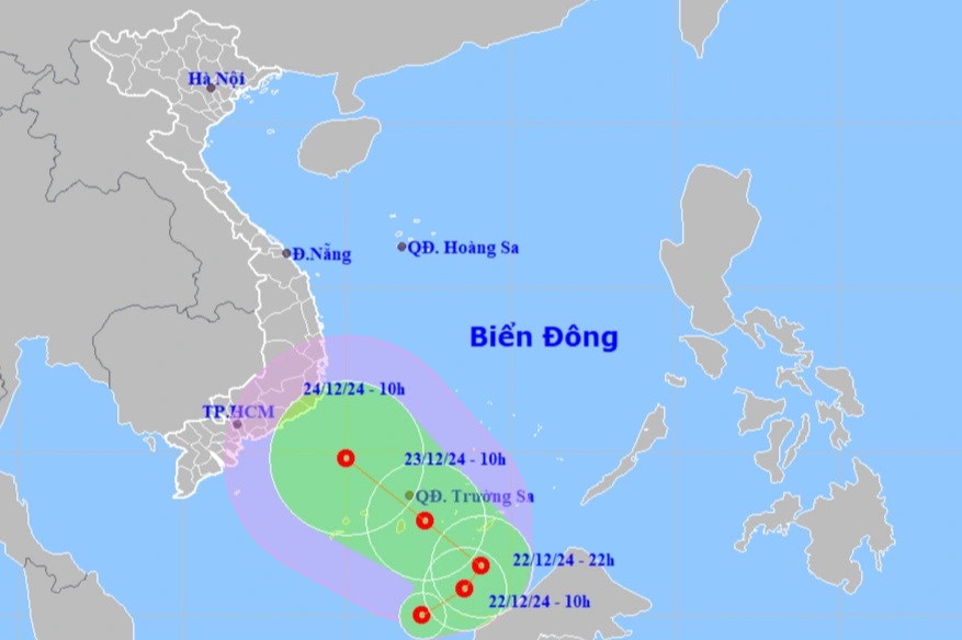 Áp thấp nhiệt đới sẽ đổi hướng và đi vào vùng biển quần đảo Trường Sa