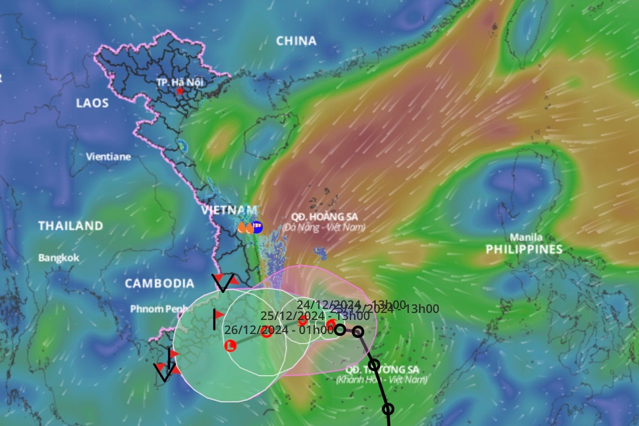Bão Pabuk di chuyển thế nào?