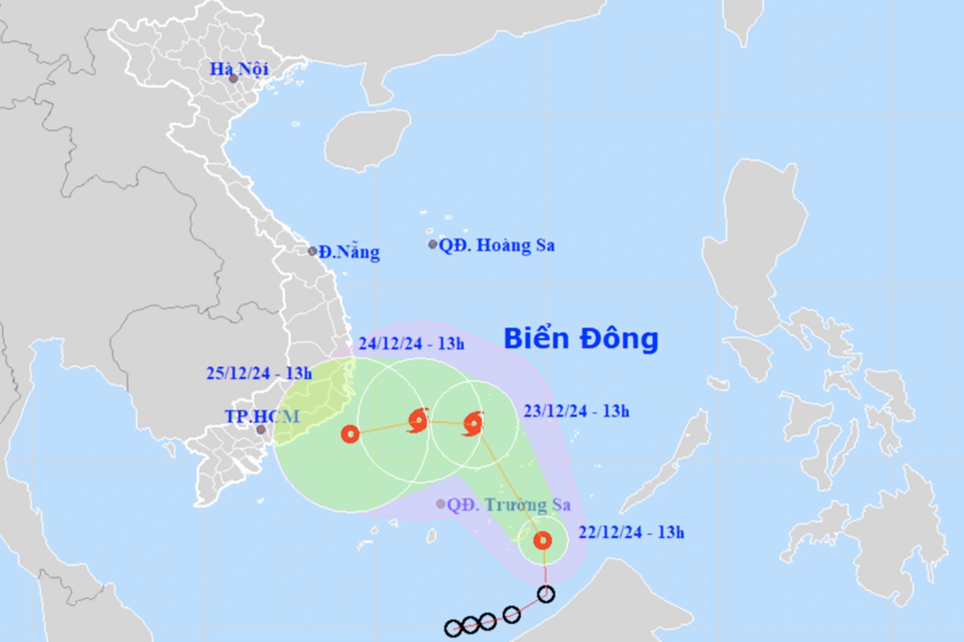 Bão số 10 suy yếu thành áp thấp trên vùng biển gần TPHCM vào tối nay