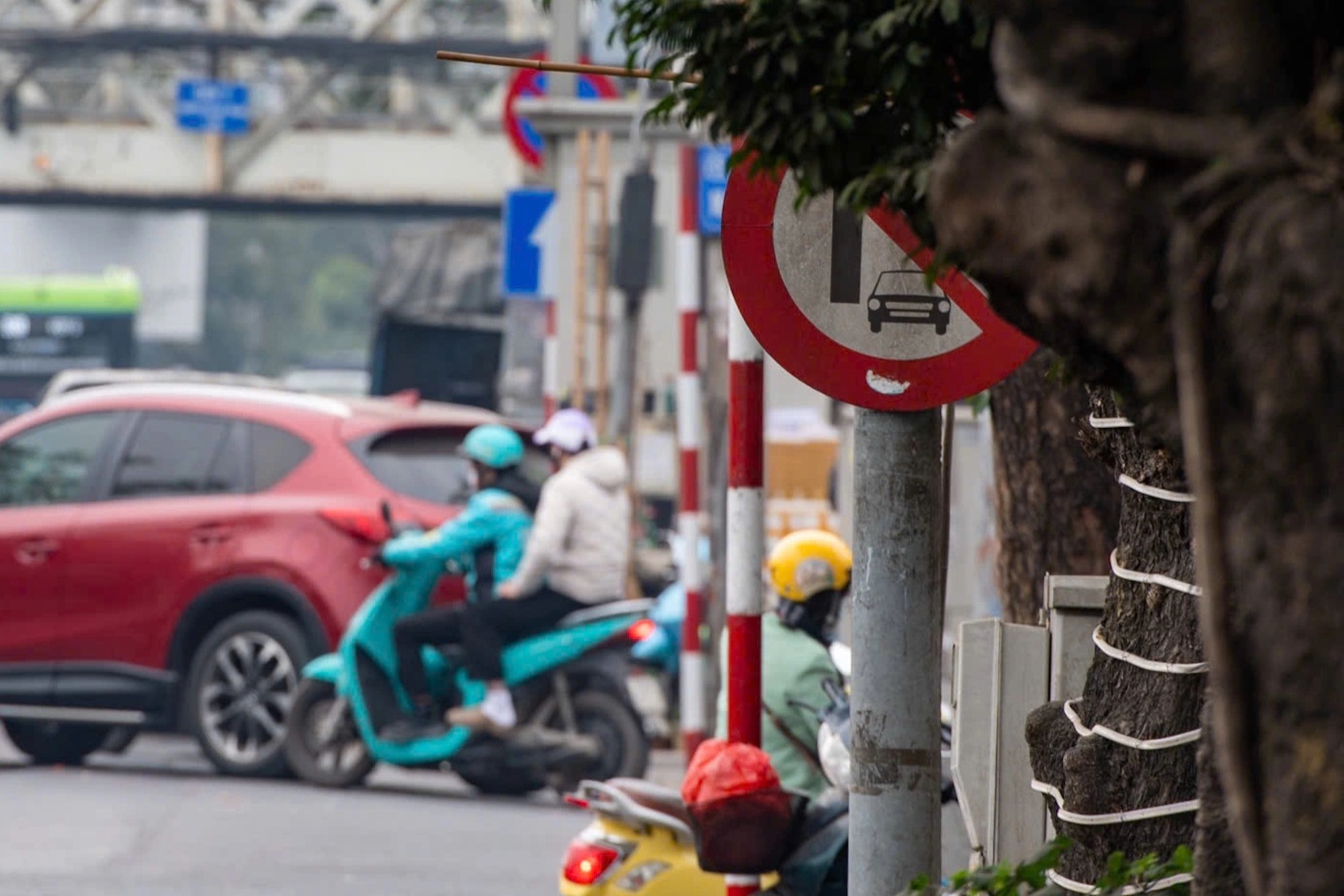 Hà Nội: Nhiều đèn tín hiệu, biển báo giao thông bị che khuất